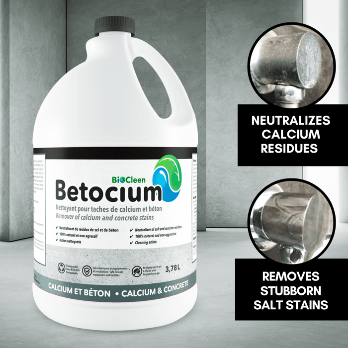 Betocium: Salt and Concrete Residues Remover - Neutralizes Calcium Residues - Removes Stubborn Salt Stains